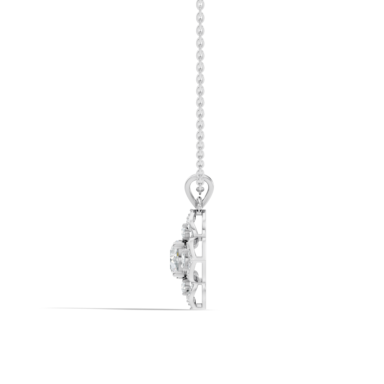 Gold 1Ct Halo Round Lab Grown Diamond Zirex Pendant