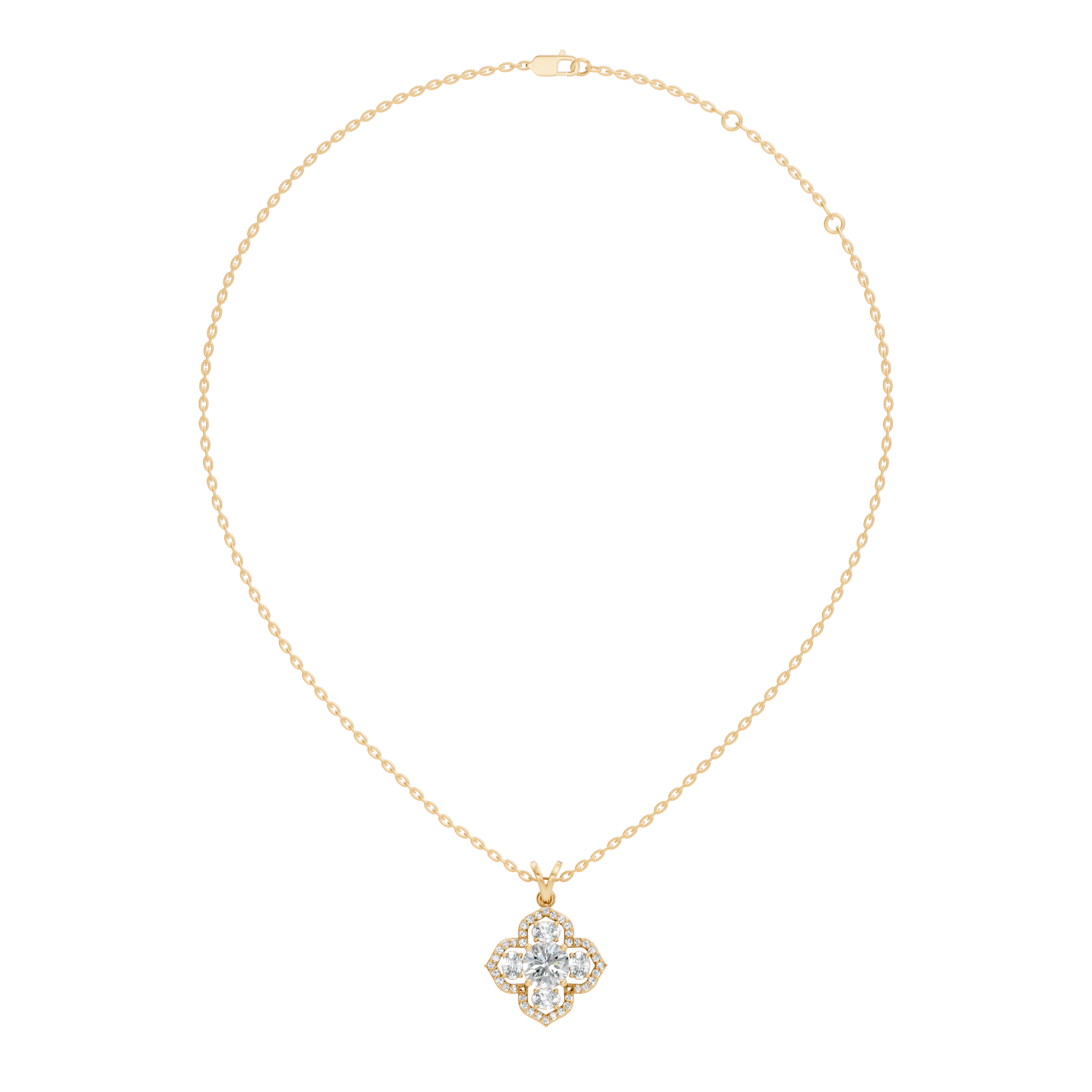 Gold 1Ct Halo Round Lab Grown Diamond Zirex Pendant