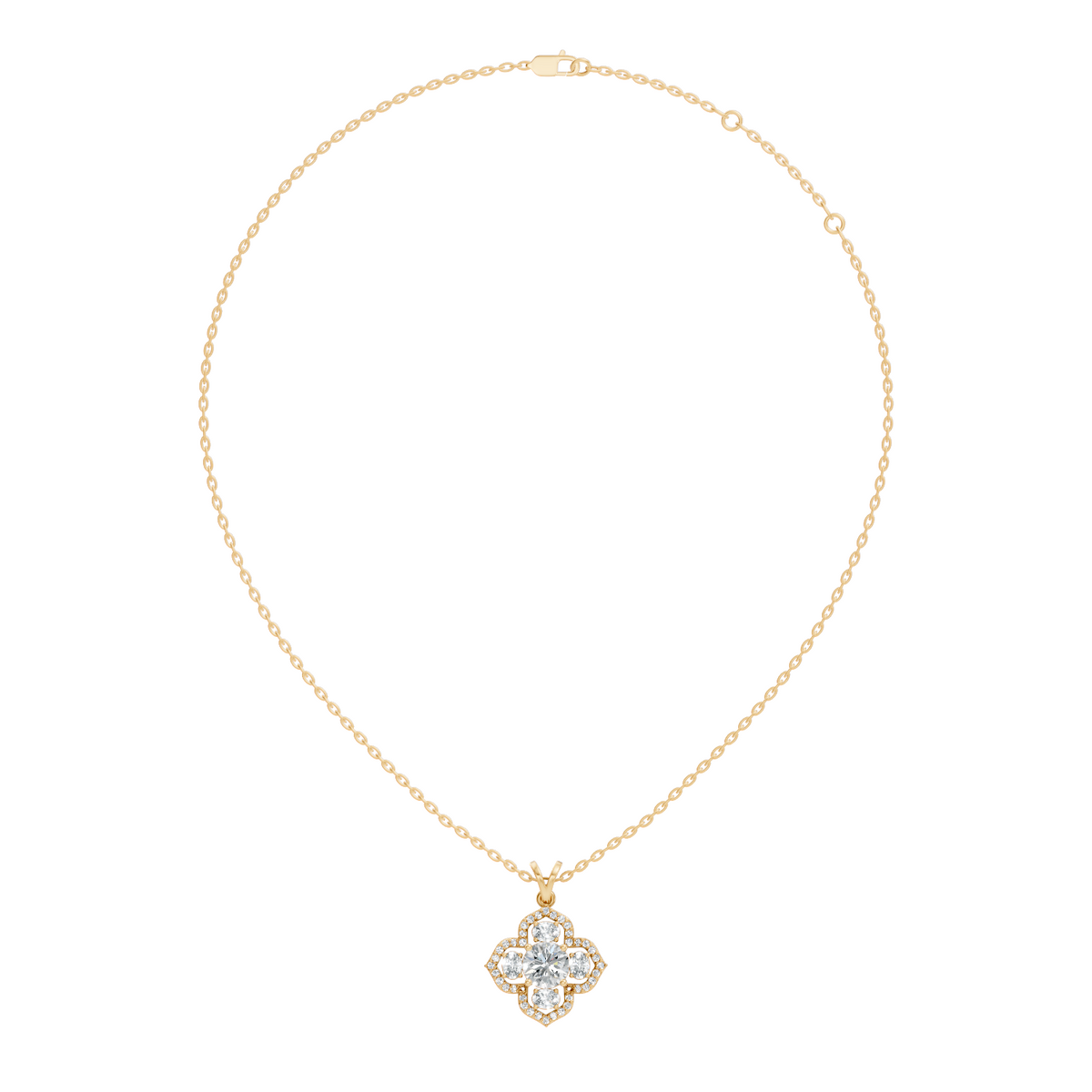 Gold 1Ct Halo Round Lab Grown Diamond Zirex Pendant