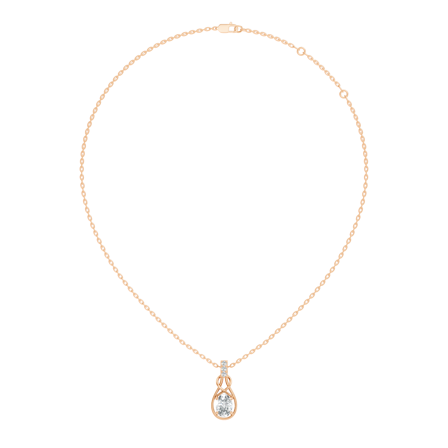 Gold Solitaire Drop Oval Lab Grown Diamond Noira Pendant