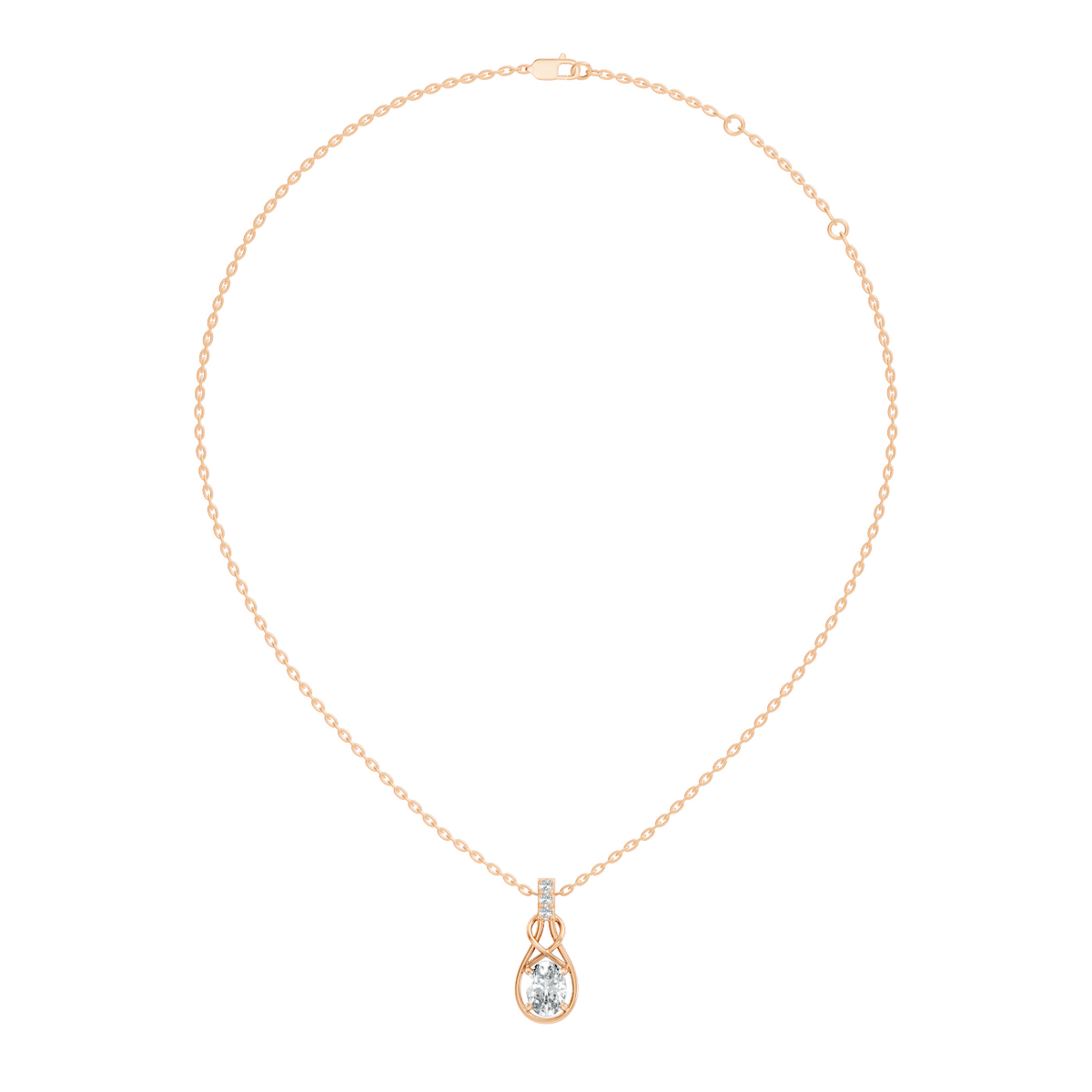 Gold Solitaire Drop Oval Lab Grown Diamond Noira Pendant