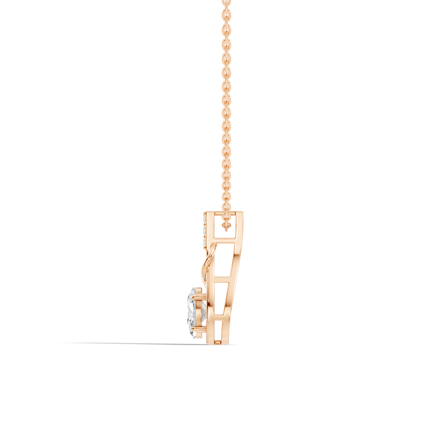 Gold Solitaire Drop Oval Lab Grown Diamond Noira Pendant
