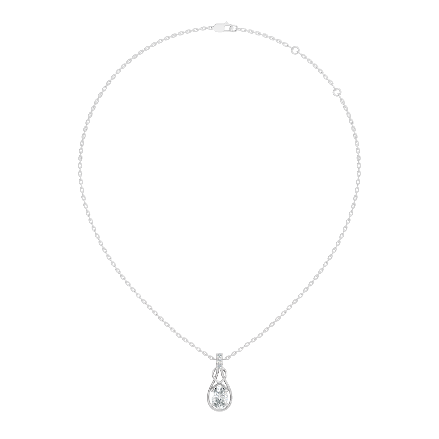 Gold Solitaire Drop Oval Lab Grown Diamond Noira Pendant