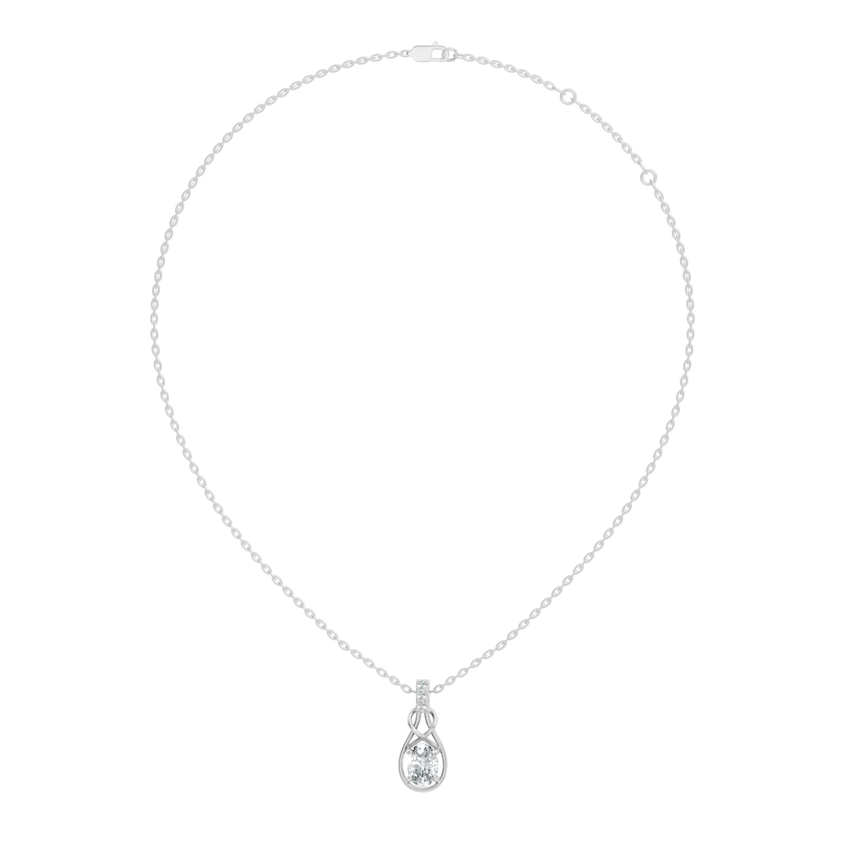 Gold Solitaire Drop Oval Lab Grown Diamond Noira Pendant