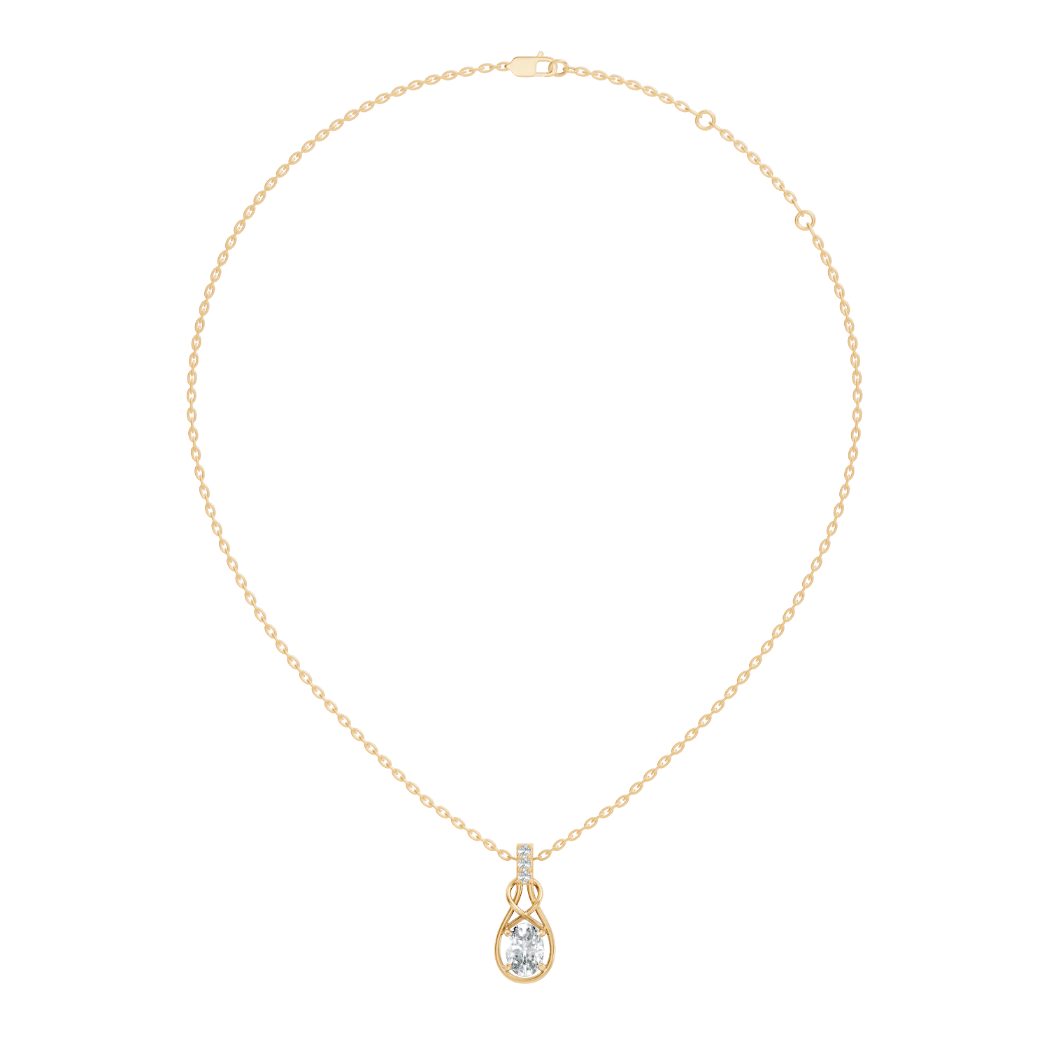 Gold Solitaire Drop Oval Lab Grown Diamond Noira Pendant