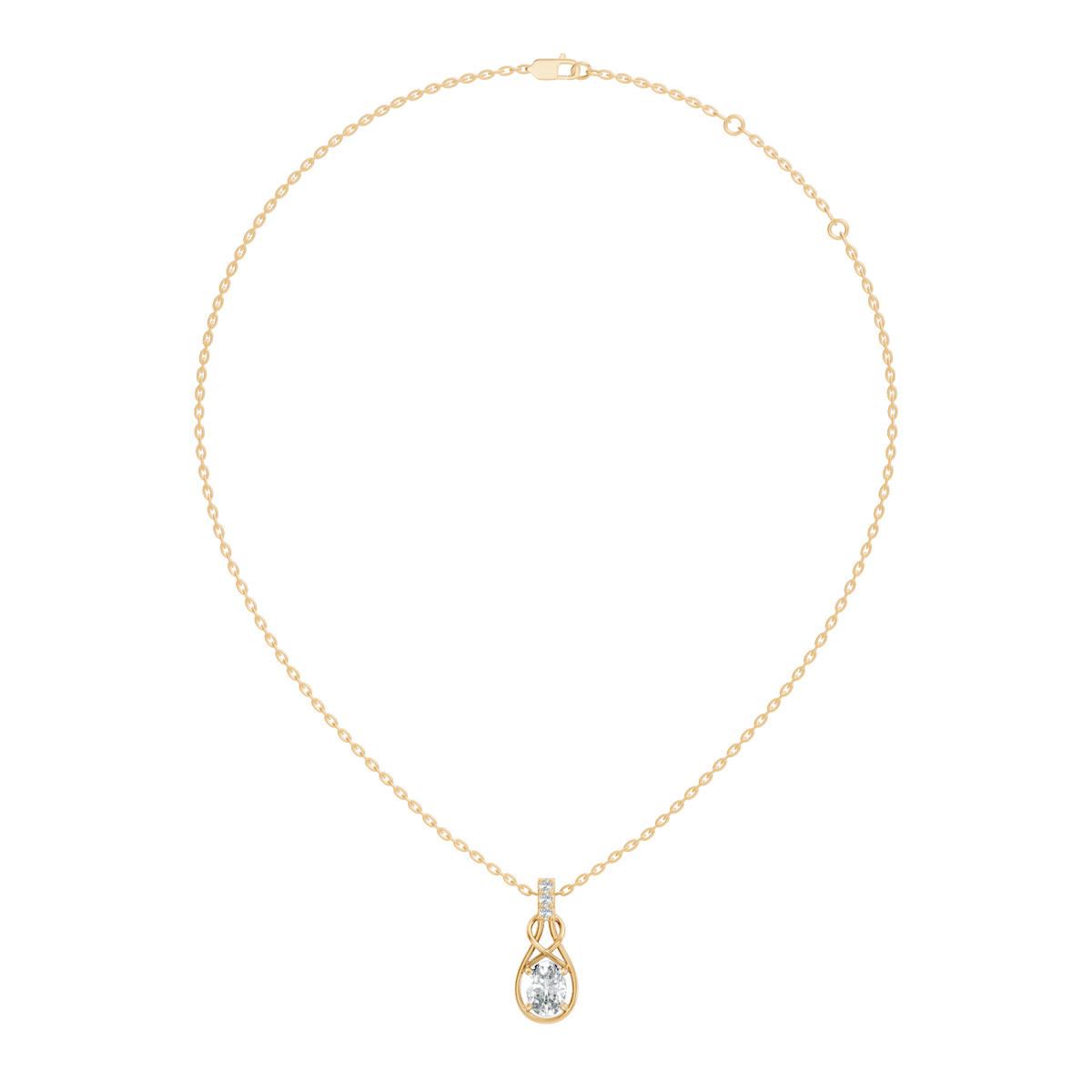 Gold Solitaire Drop Oval Lab Grown Diamond Noira Pendant