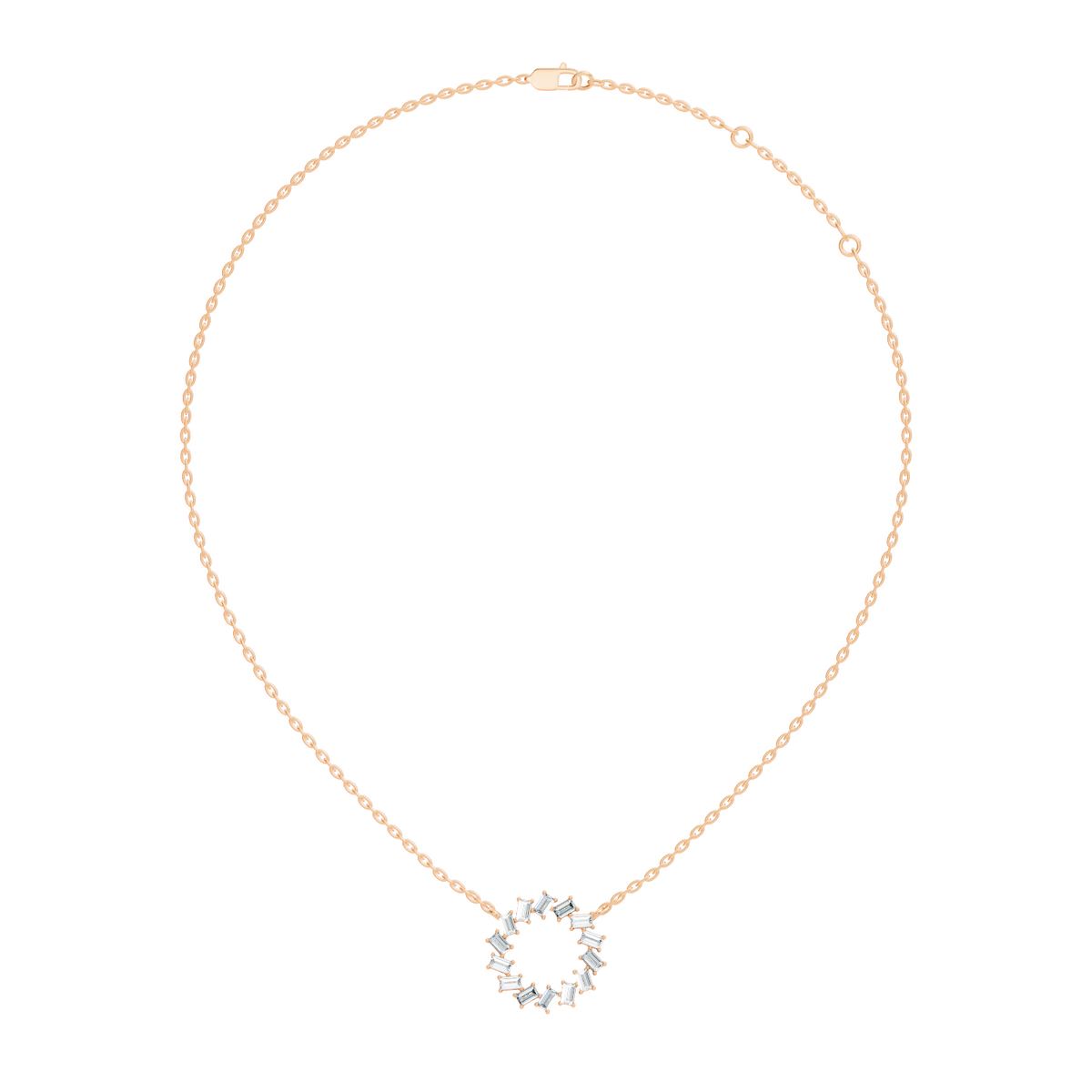 Gold Circle Halo Baguette Lab Grown Diamond Zaira Pendant
