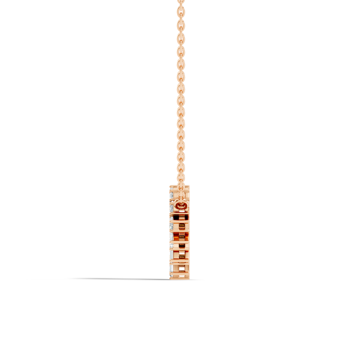 Gold Circle Halo Baguette Lab Grown Diamond Zaira Pendant