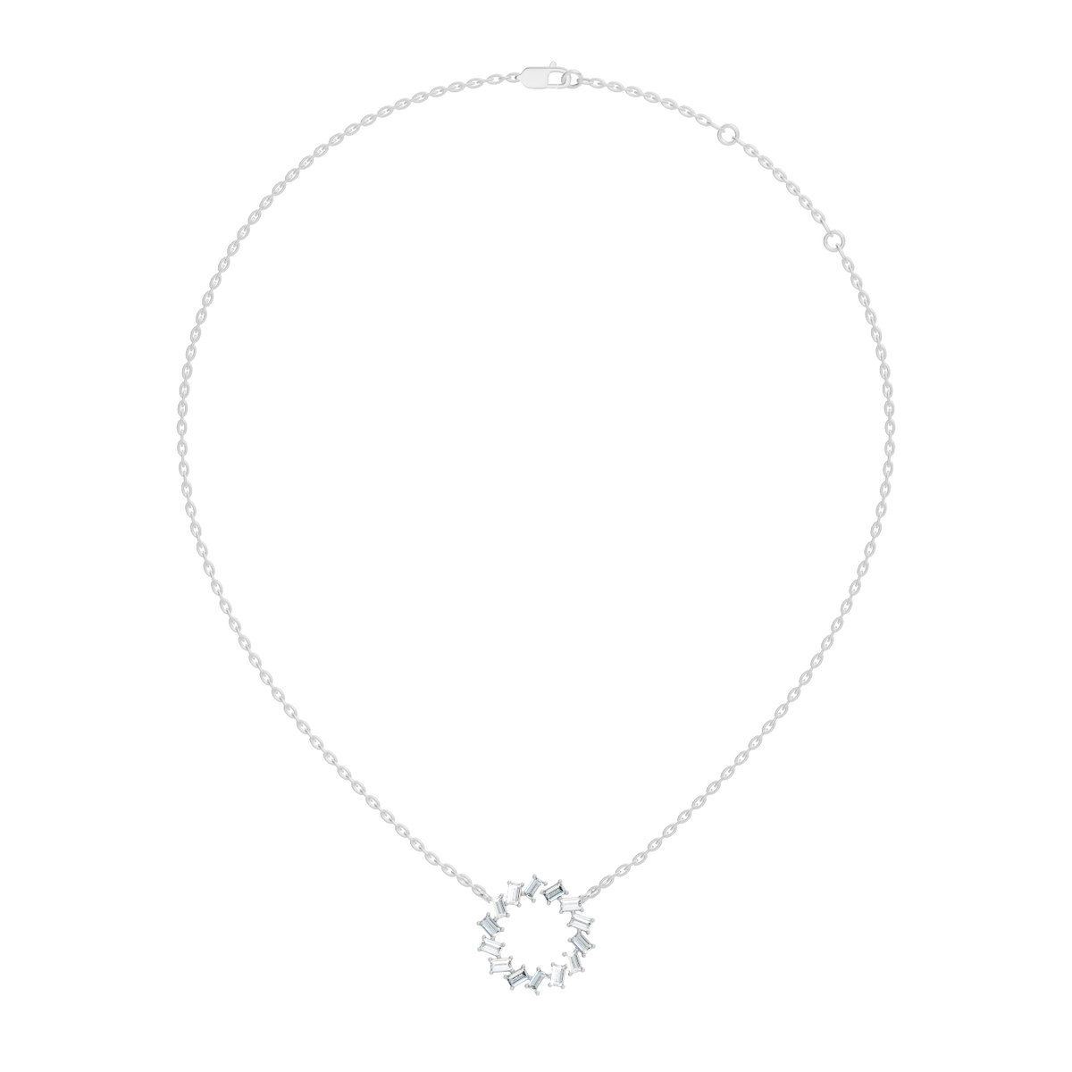 Gold Circle Halo Baguette Lab Grown Diamond Zaira Pendant