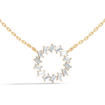 Gold Circle Halo Baguette Lab Grown Diamond Zaira Pendant