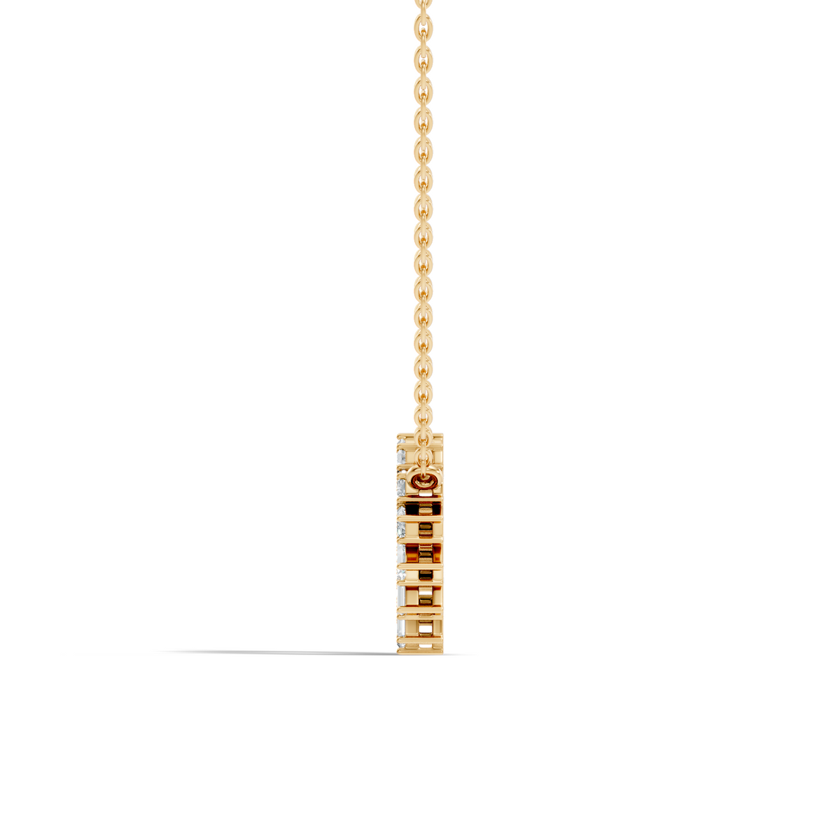 Gold Circle Halo Baguette Lab Grown Diamond Zaira Pendant