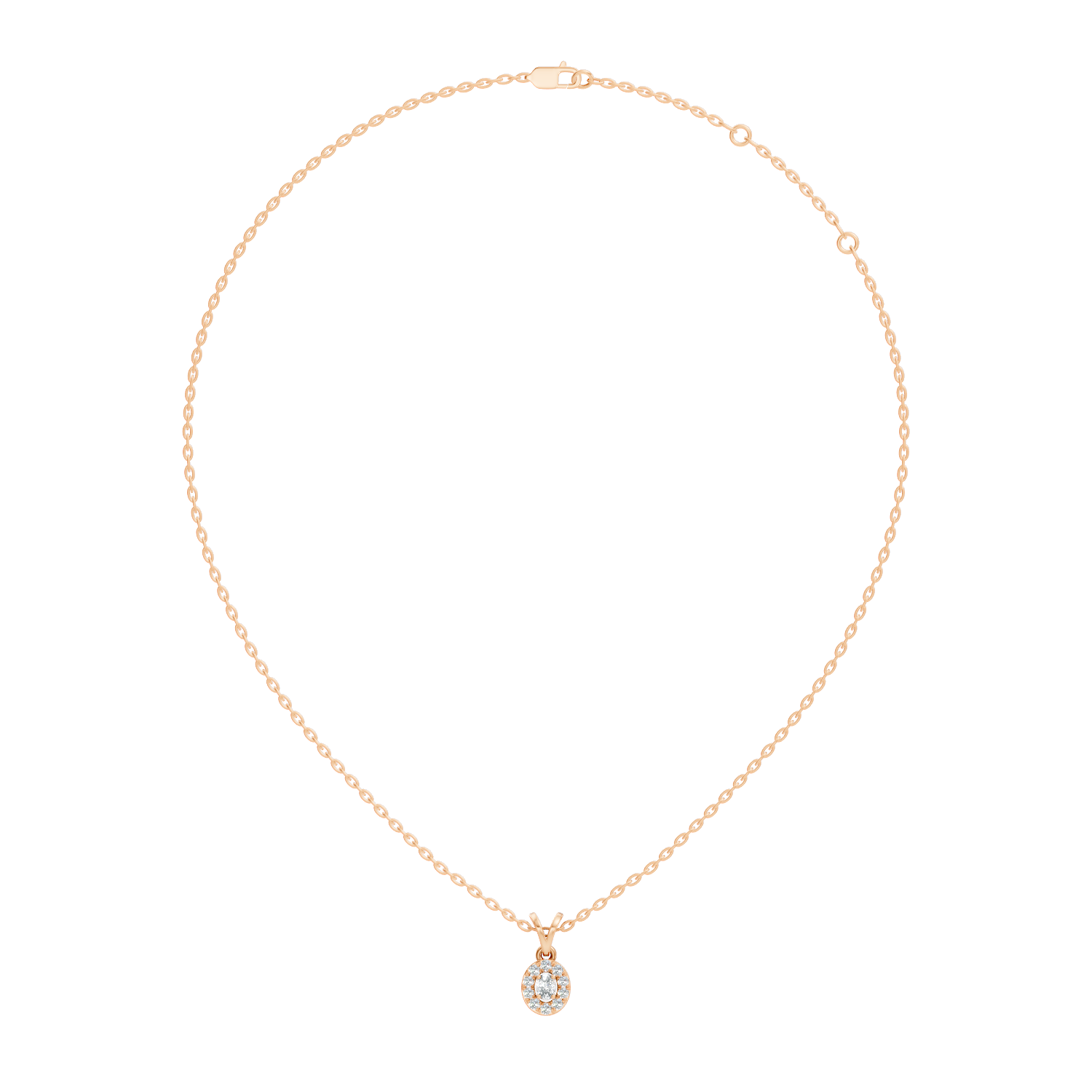 Gold Halo Oval Lab Grown Diamond Elura Pendant