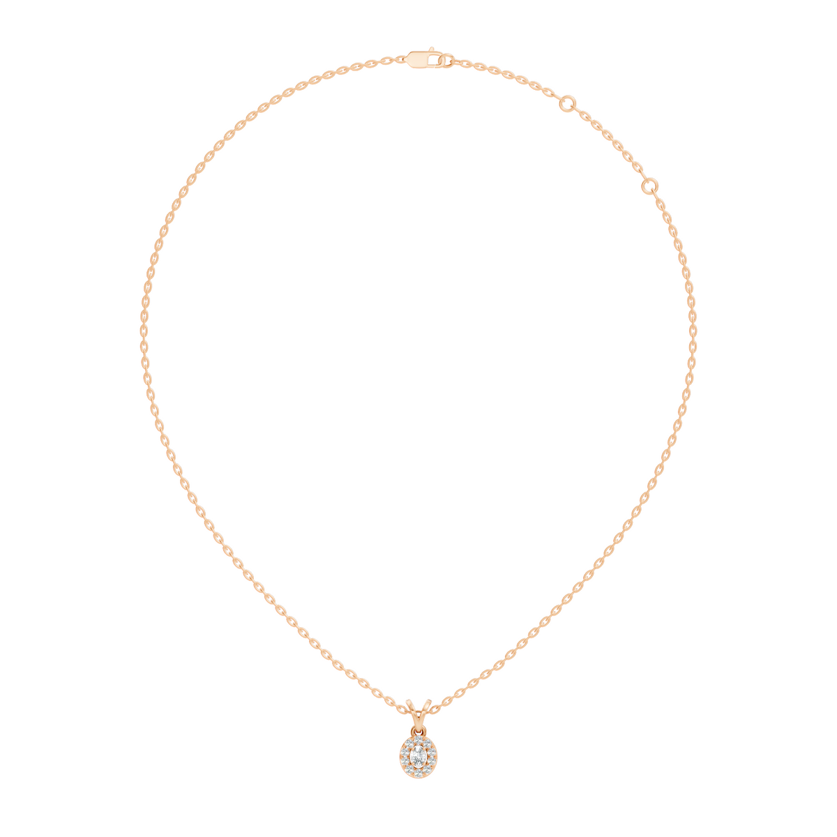 Gold Halo Oval Lab Grown Diamond Elura Pendant