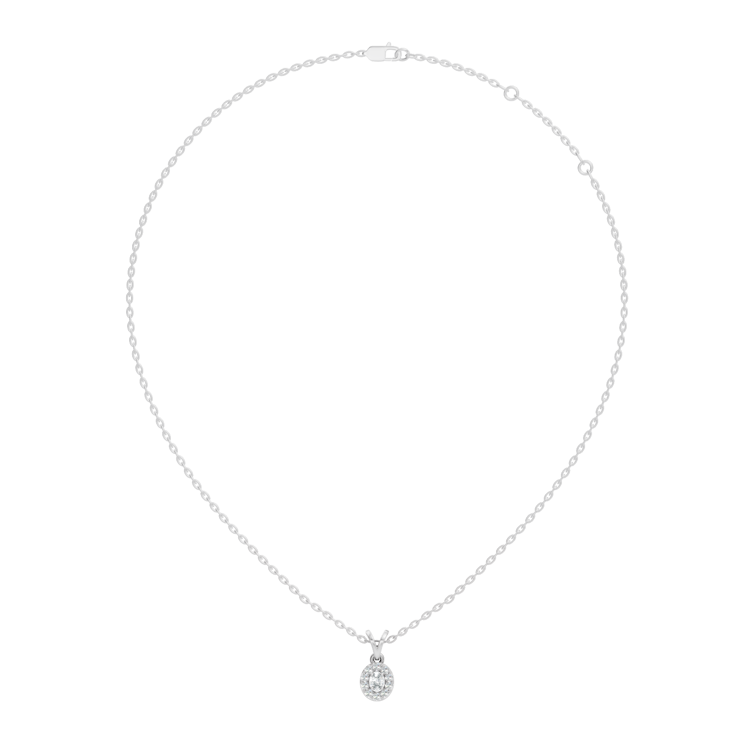 Gold Halo Oval Lab Grown Diamond Elura Pendant