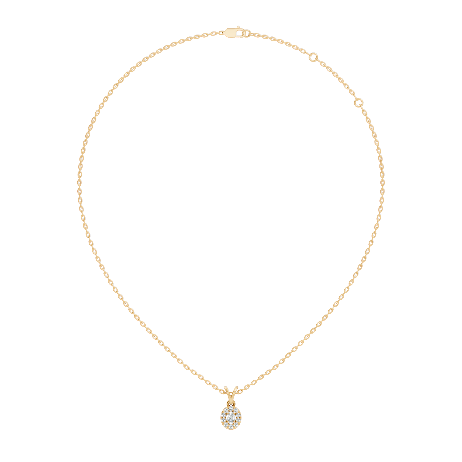 Gold Halo Oval Lab Grown Diamond Elura Pendant