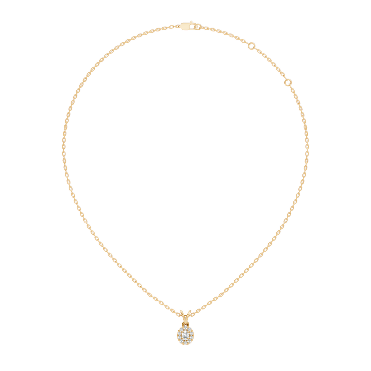 Gold Halo Oval Lab Grown Diamond Elura Pendant