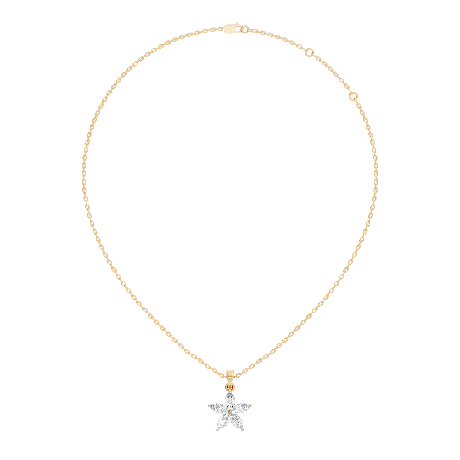Gold Floral Marquise Lab Grown Diamond Zivon Pendant