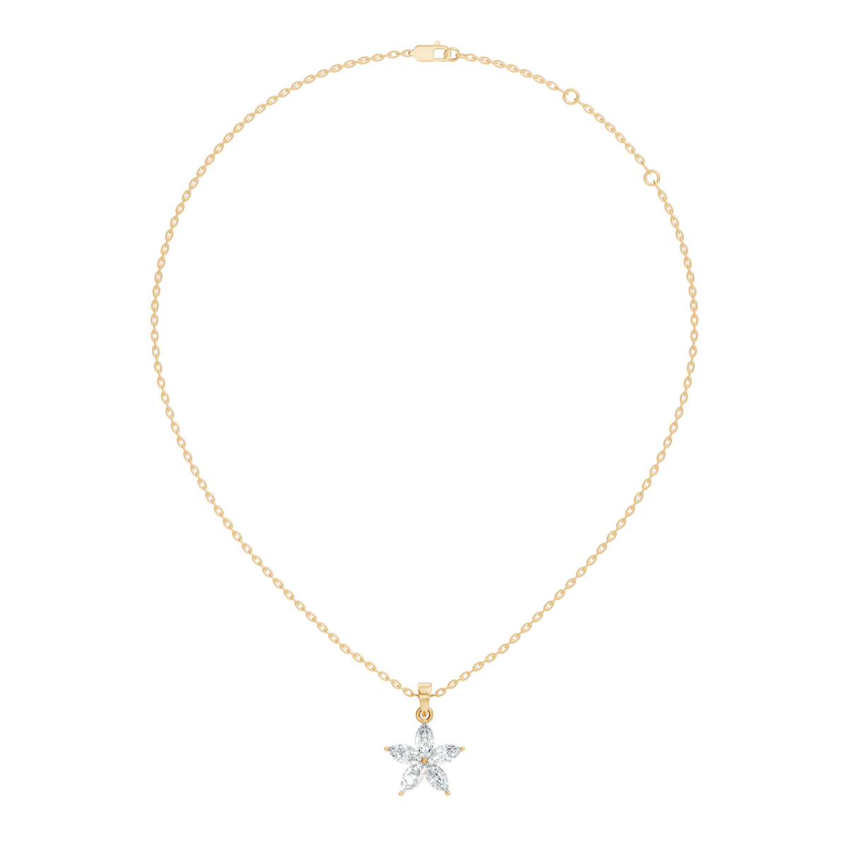 Gold Floral Marquise Lab Grown Diamond Zivon Pendant