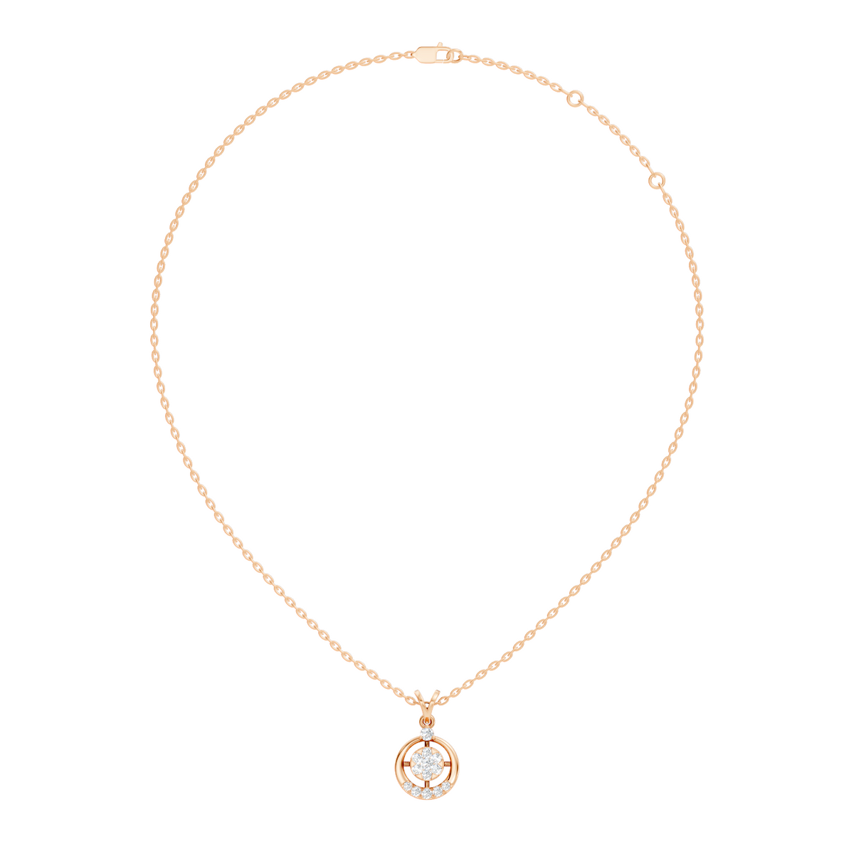 Gold Circle Motif Round Lab Grown Diamond Irya Pendant