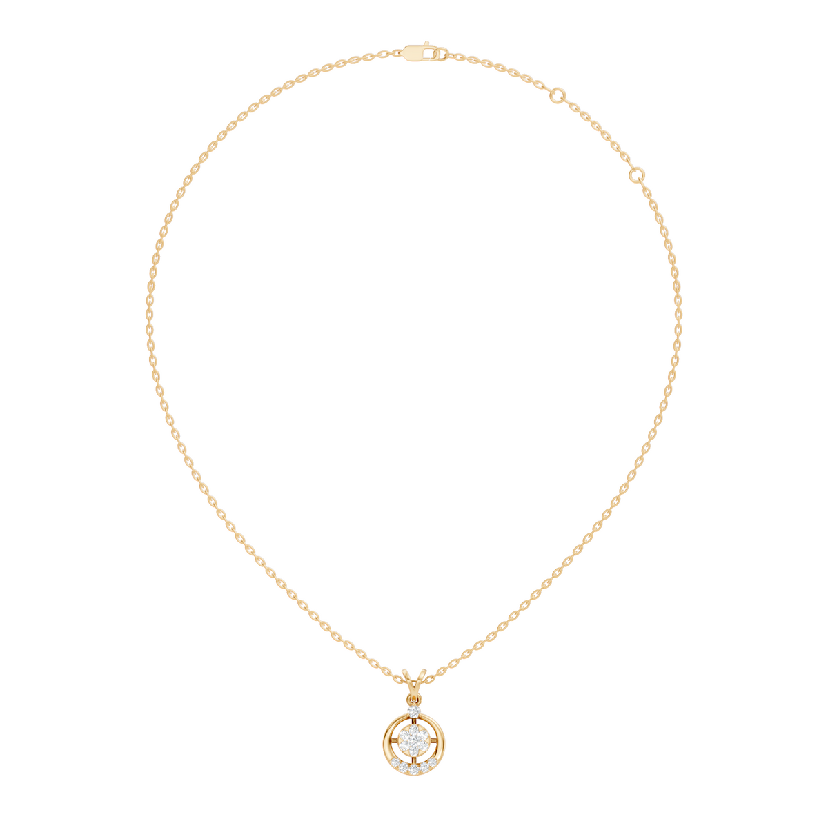 Gold Circle Motif Round Lab Grown Diamond Irya Pendant