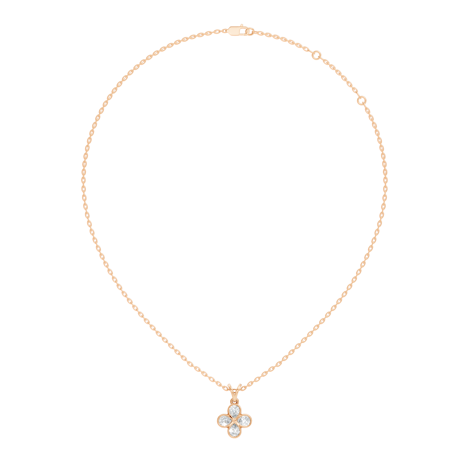 Gold Clover Motif Pear Lab Grown Diamond Revia Pendant