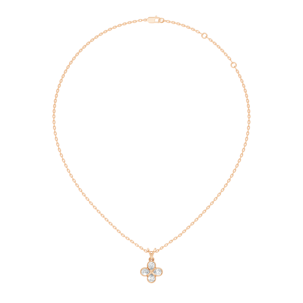 Gold Clover Motif Pear Lab Grown Diamond Revia Pendant