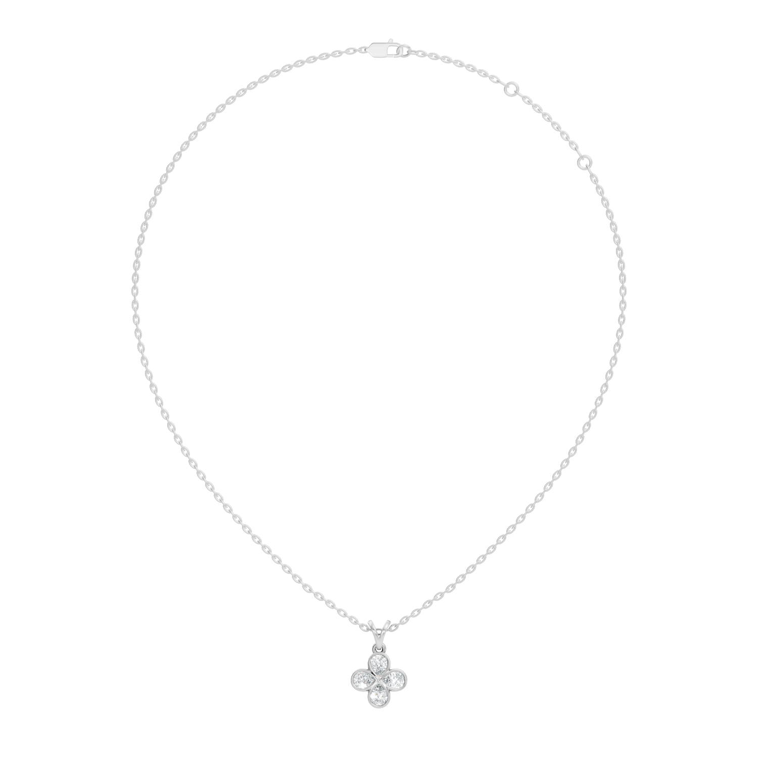 Gold Clover Motif Pear Lab Grown Diamond Revia Pendant