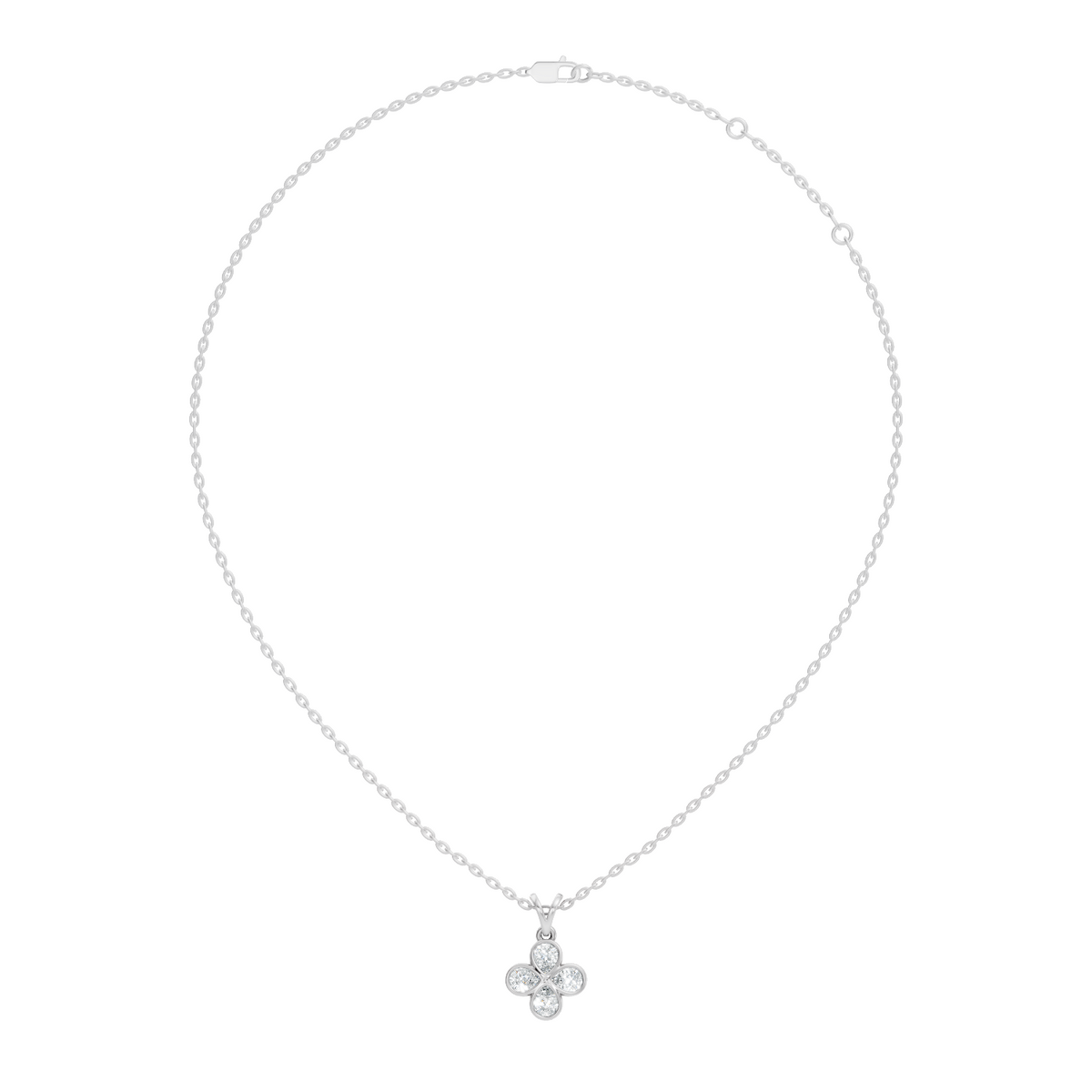 Gold Clover Motif Pear Lab Grown Diamond Revia Pendant