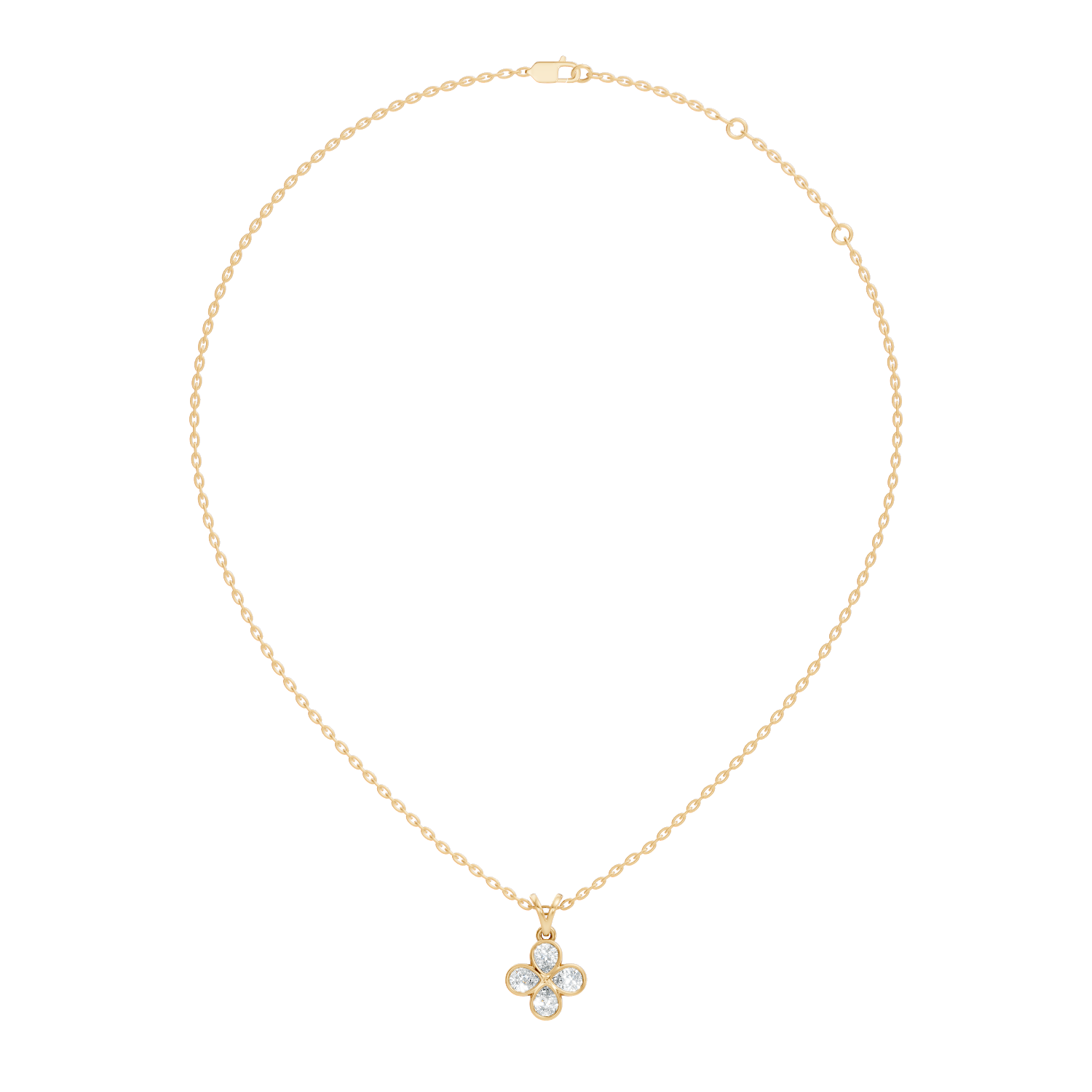 Gold Clover Motif Pear Lab Grown Diamond Revia Pendant