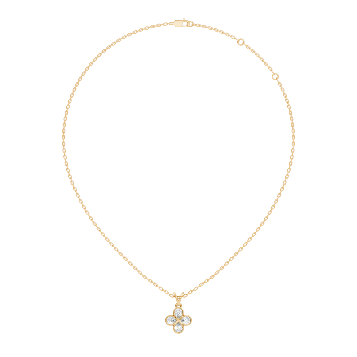 Gold Clover Motif Pear Lab Grown Diamond Revia Pendant