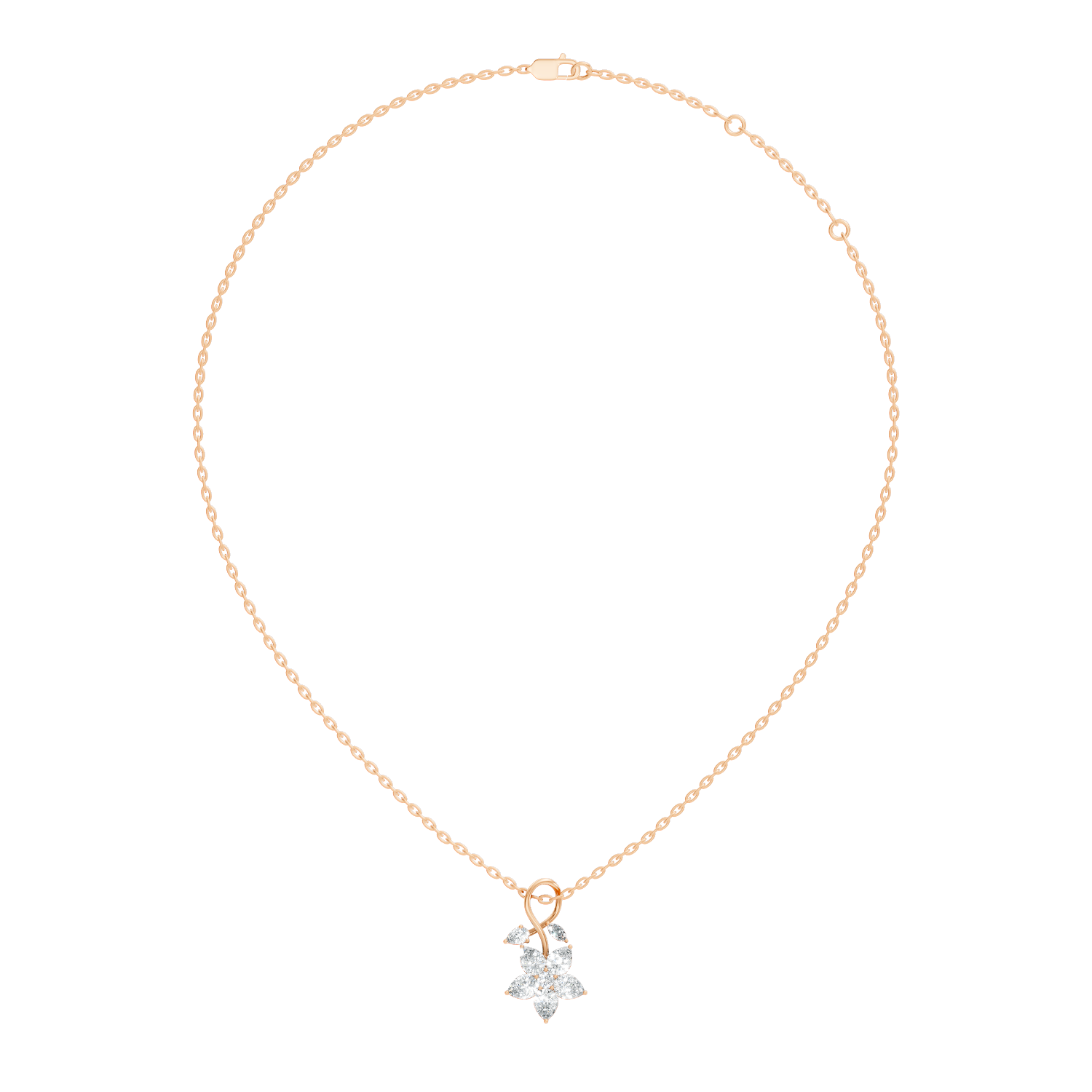 Gold Floral Drop Pear Lab Grown Diamond Isvya Pendant