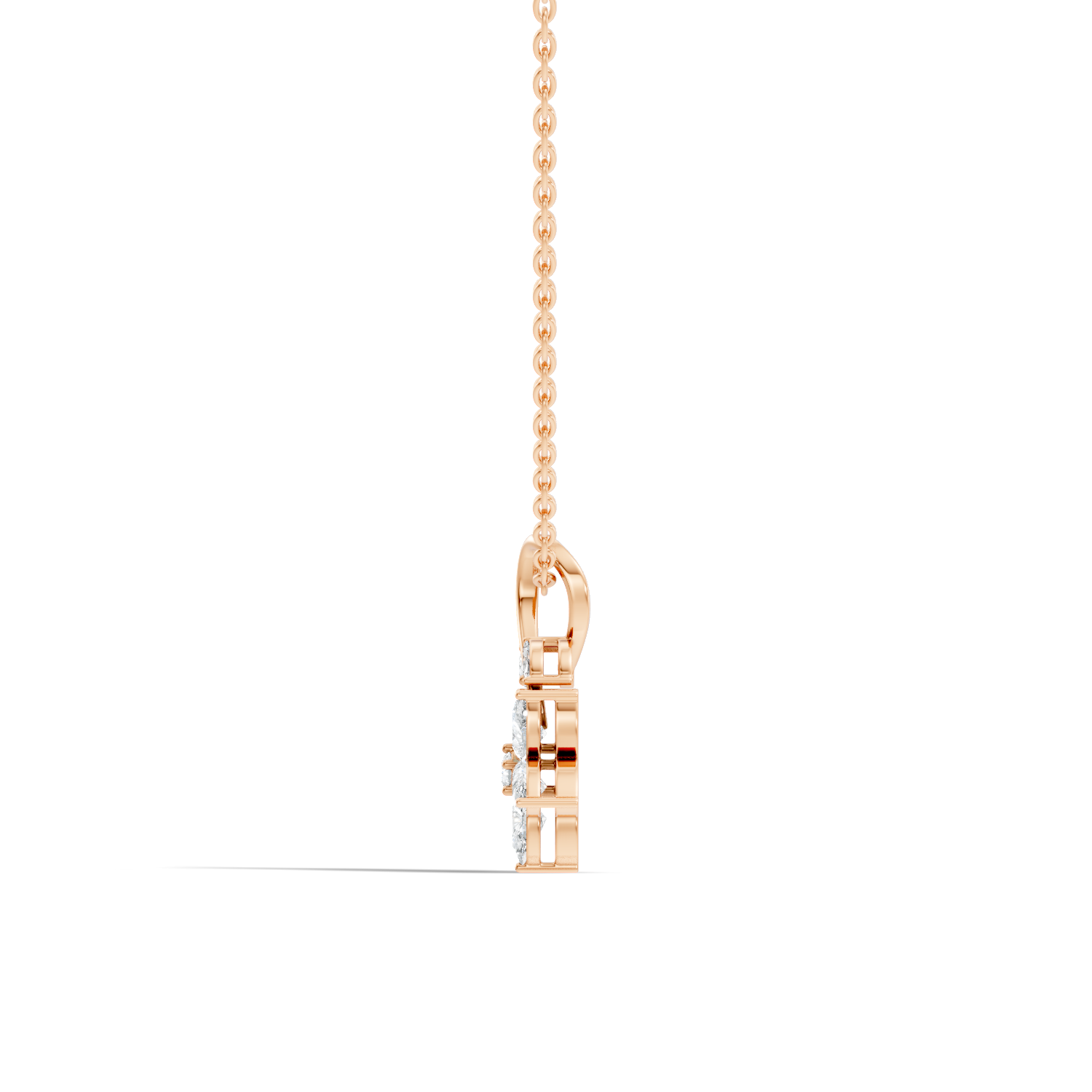 Gold Floral Drop Pear Lab Grown Diamond Isvya Pendant