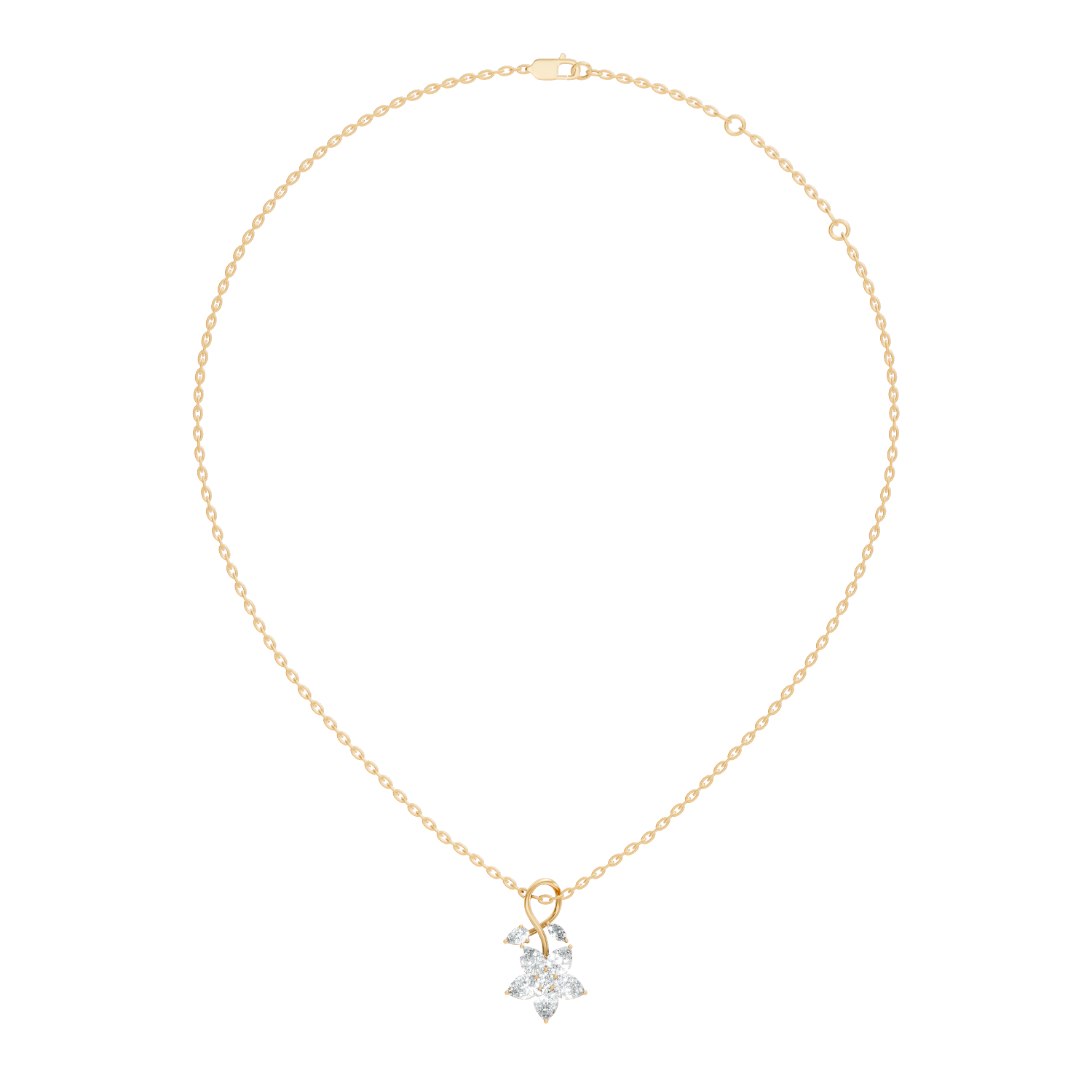 Gold Floral Drop Pear Lab Grown Diamond Isvya Pendant