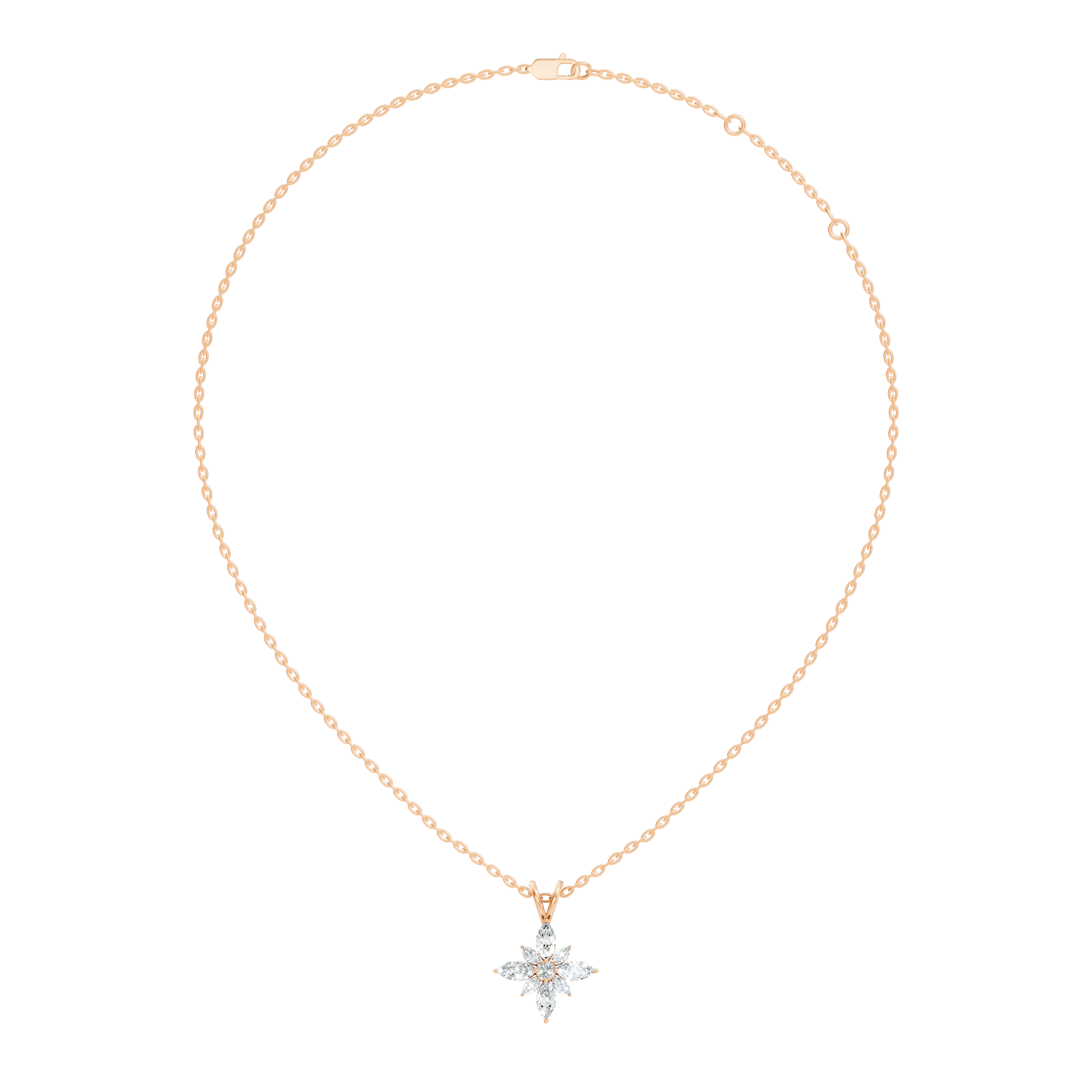 Gold Floral Marquise Lab Grown Diamond Sivra Pendant