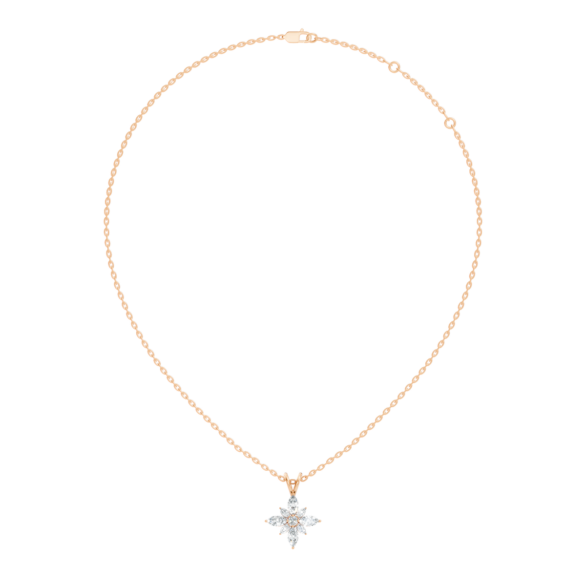 Gold Floral Marquise Lab Grown Diamond Sivra Pendant