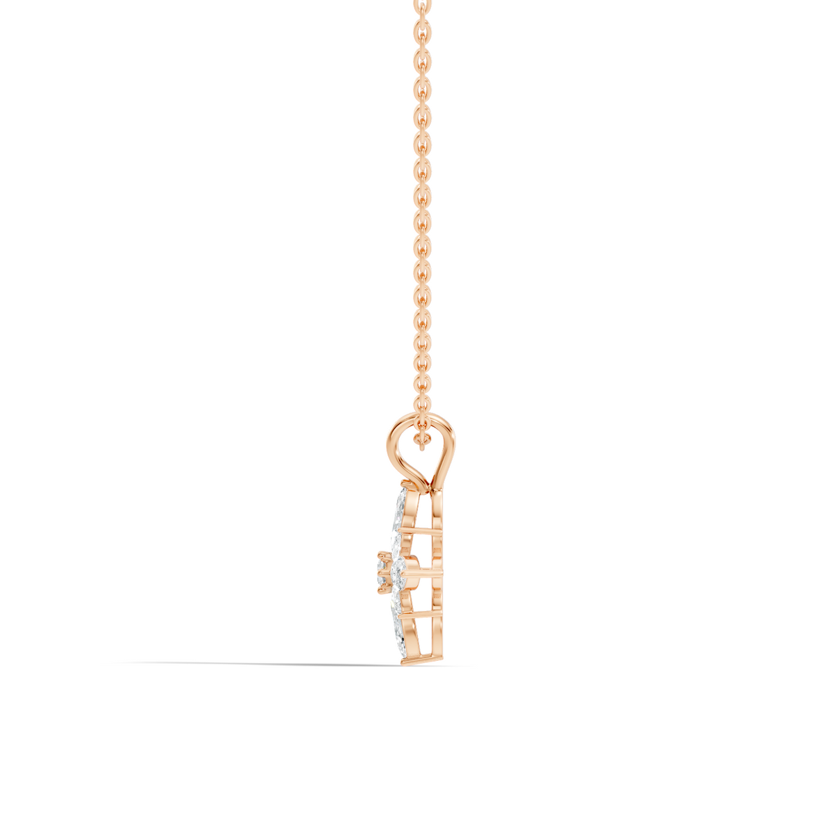 Gold Floral Marquise Lab Grown Diamond Sivra Pendant