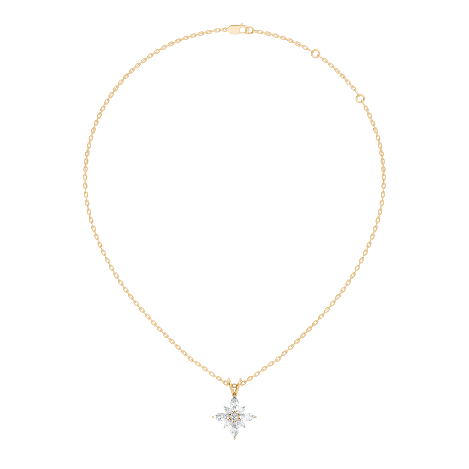 Gold Floral Marquise Lab Grown Diamond Sivra Pendant