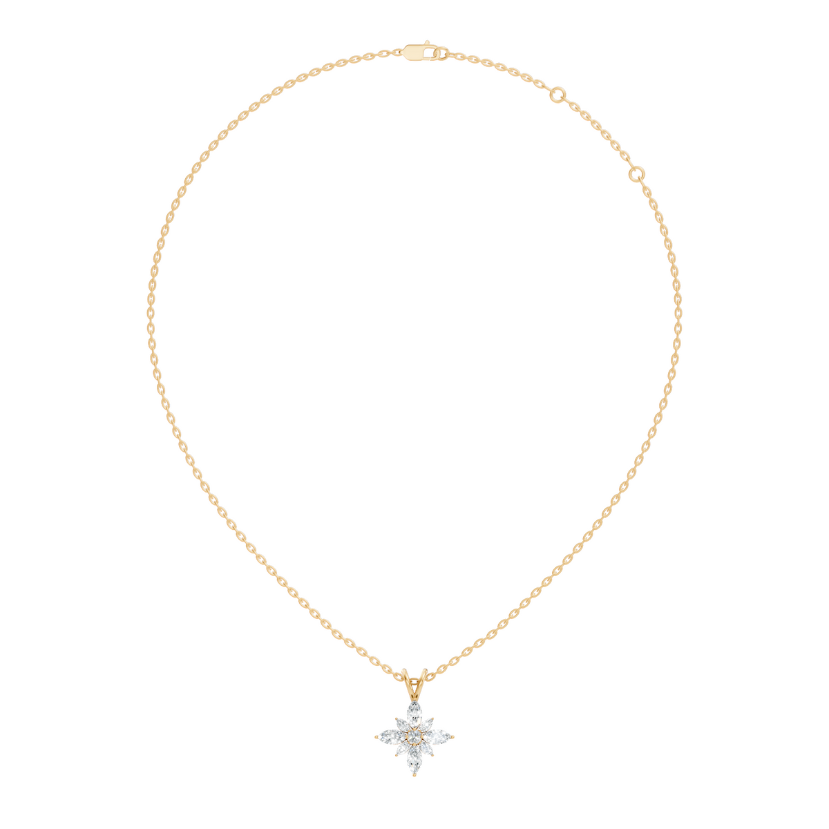 Gold Floral Marquise Lab Grown Diamond Sivra Pendant