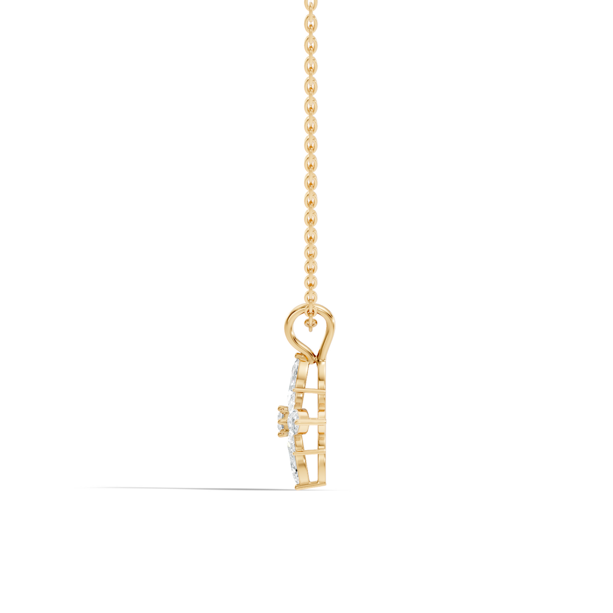 Gold Floral Marquise Lab Grown Diamond Sivra Pendant