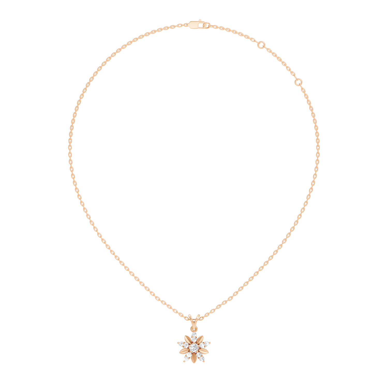 Gold Floral Cluster Round Lab Grown Diamond Orlix Pendant