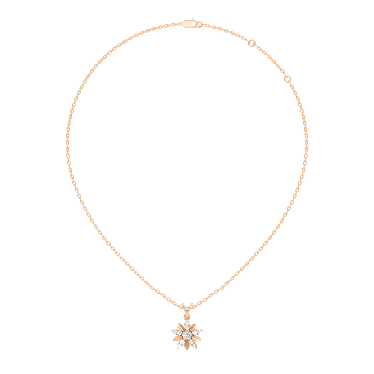 Gold Floral Cluster Round Lab Grown Diamond Orlix Pendant