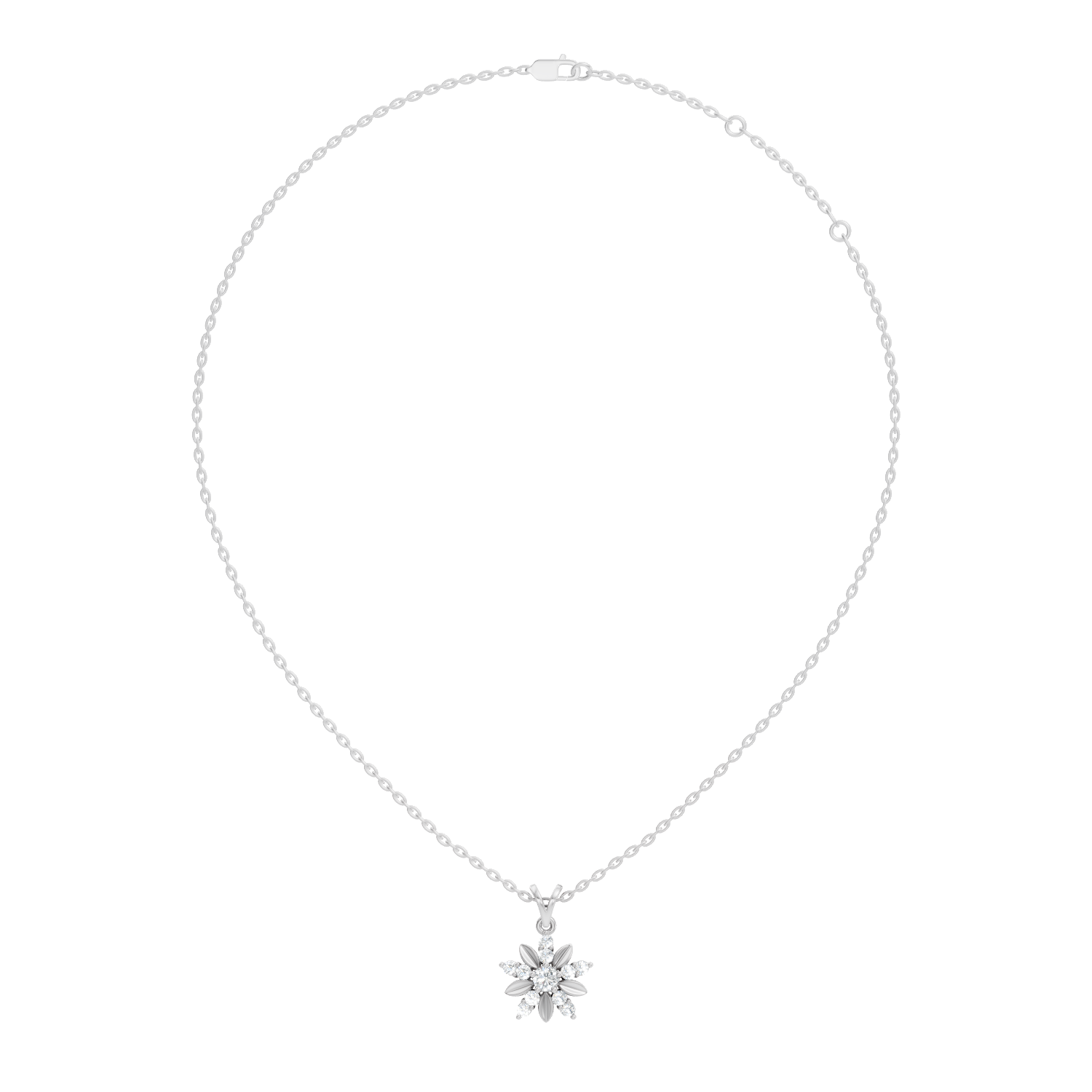 Gold Floral Cluster Round Lab Grown Diamond Orlix Pendant