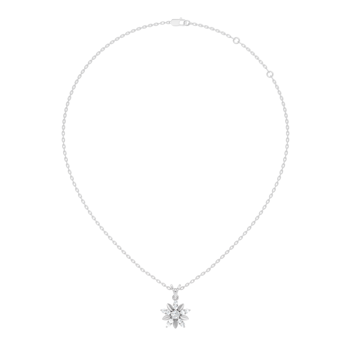 Gold Floral Cluster Round Lab Grown Diamond Orlix Pendant