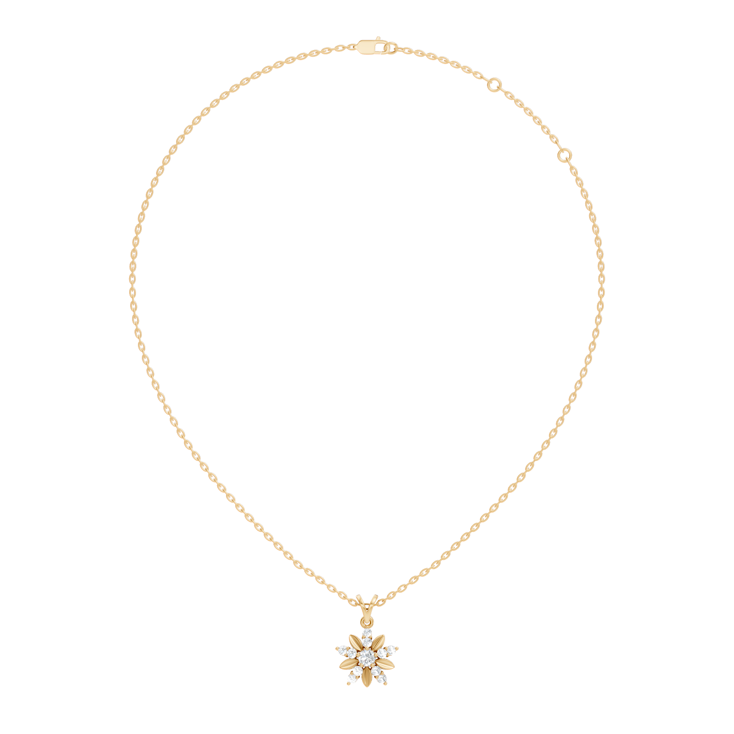 Gold Floral Cluster Round Lab Grown Diamond Orlix Pendant