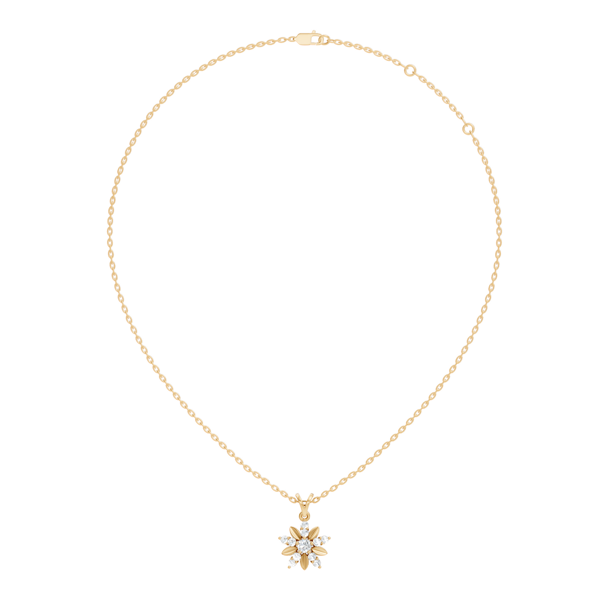 Gold Floral Cluster Round Lab Grown Diamond Orlix Pendant