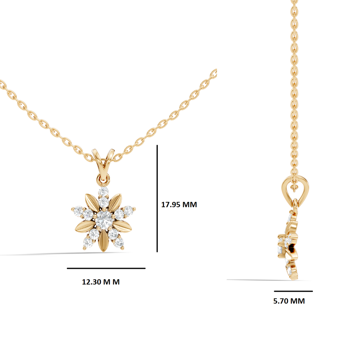 Gold Floral Cluster Round Lab Grown Diamond Orlix Pendant