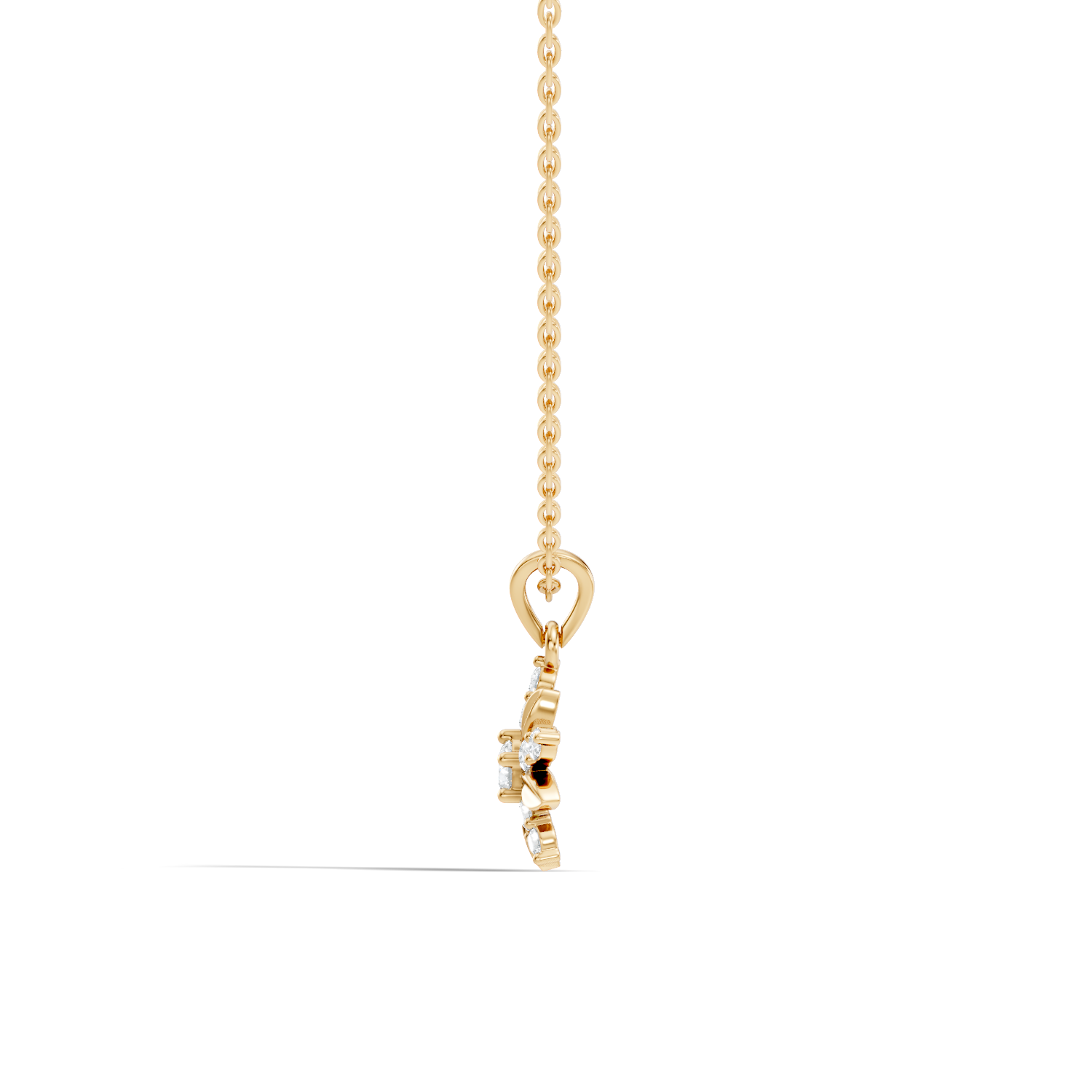 Gold Floral Cluster Round Lab Grown Diamond Orlix Pendant