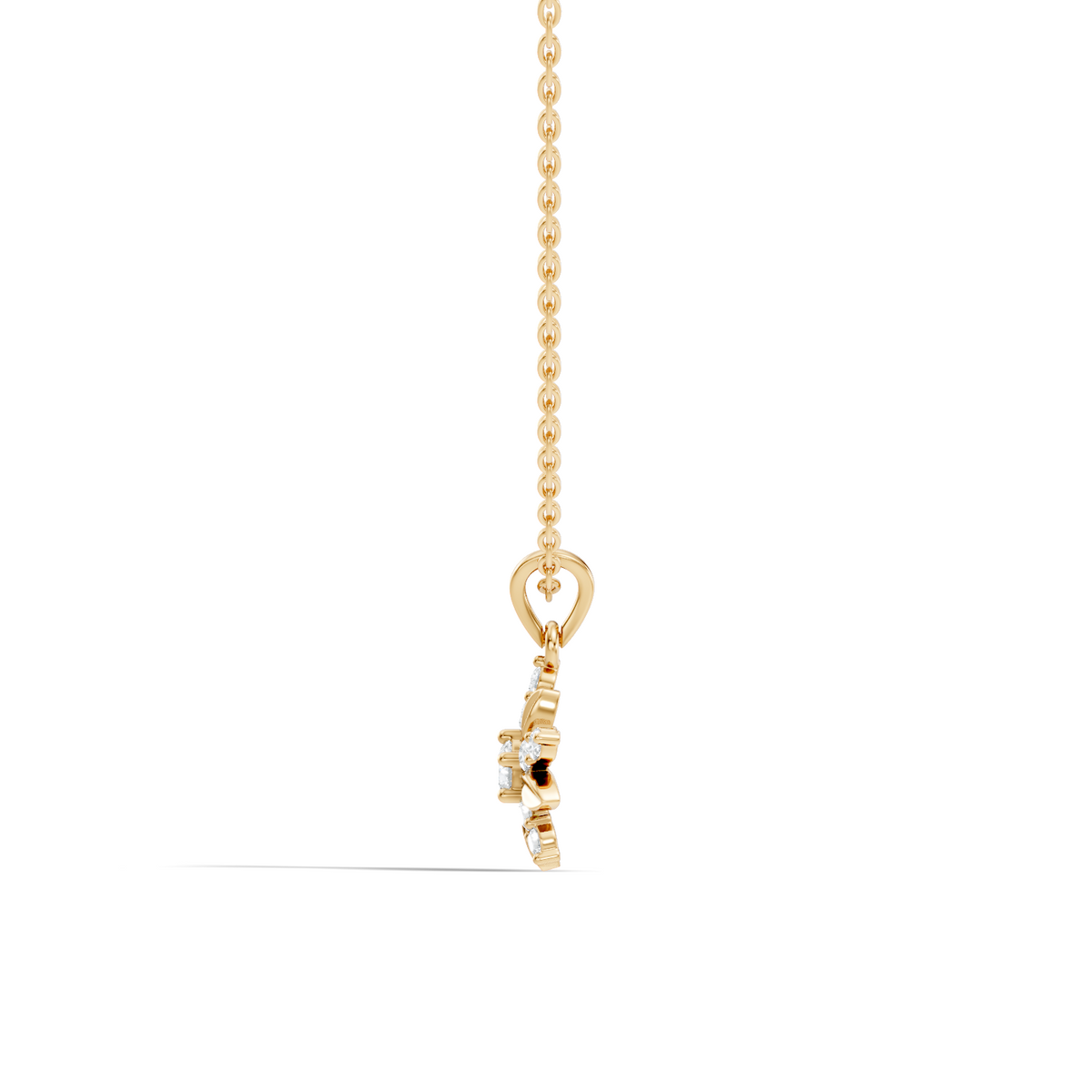 Gold Floral Cluster Round Lab Grown Diamond Orlix Pendant