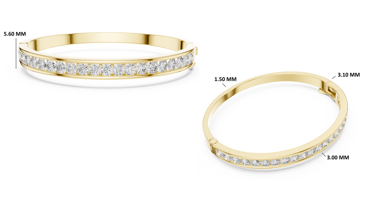 Gold 3 5Ct Round Lab Grown Diamond Caleb Bangle Bracelet