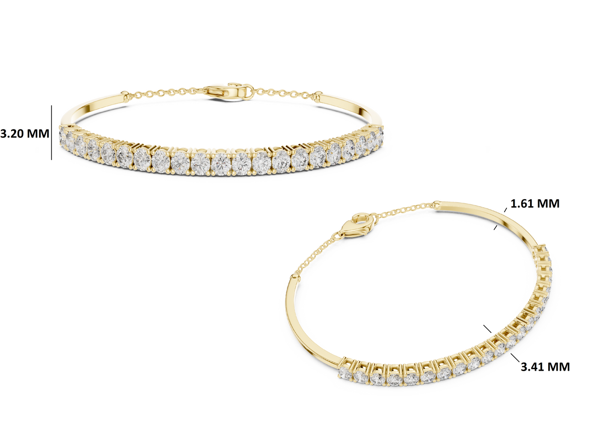 Gold 2Ct Half Tennis Round Lab Grown Diamond Tess Bracelet